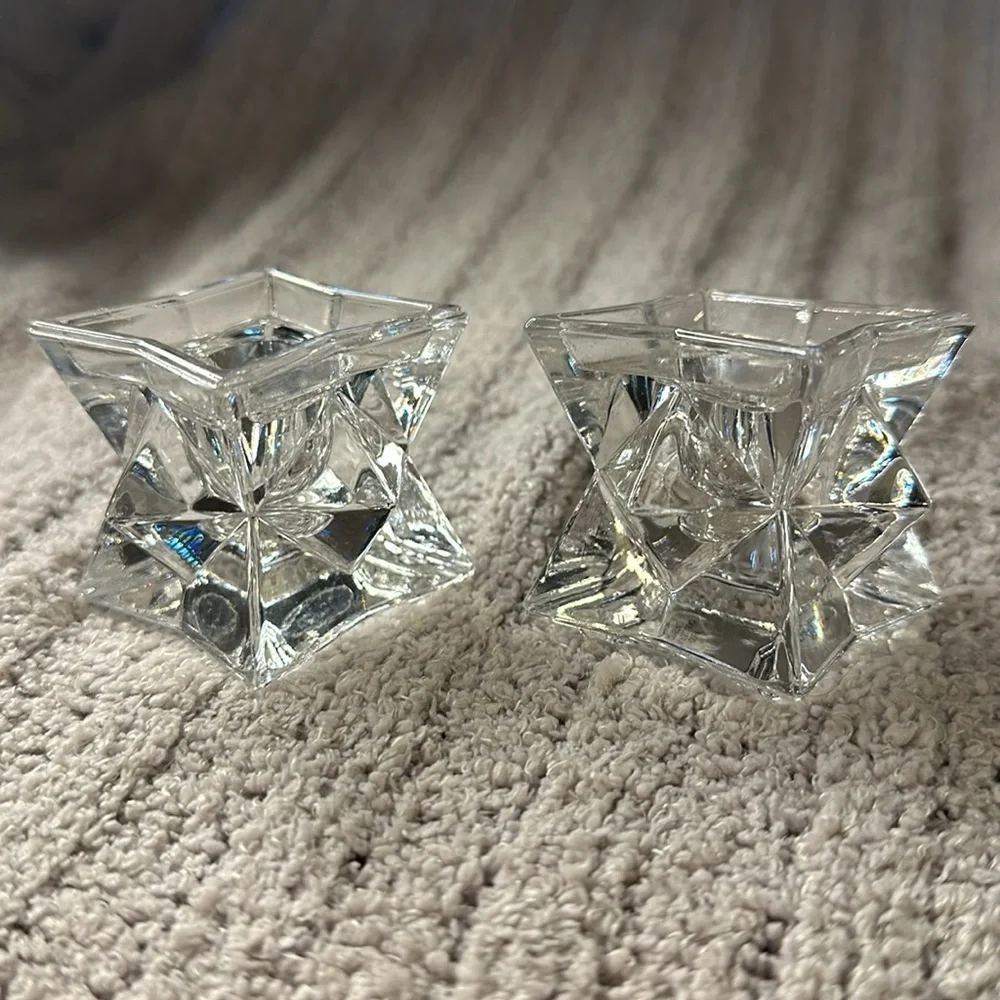 Set o/2 Over 24% Full Lead Crystal Candle holders -tapers. Star shaped.See pics